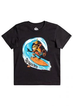 New 🧨 Quiksilver MONKEY WAVE - Print T-shirt - Black 🔔