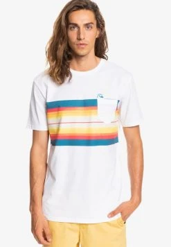 Deals 🛒 Quiksilver RESIN TINT - Print T-shirt - White ✔️