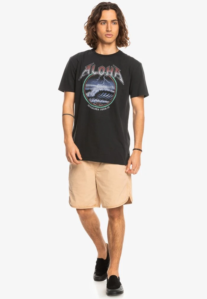Promo 𧨠Quiksilver ROCK WAVES - Print T-shirt - Black π 4 Promo 𧨠Quiksilver ROCK WAVES - Print T-shirt - Black π - Image 2