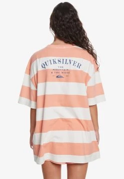 Brand new 😀 Quiksilver Print T-shirt - Peach Pink Print Stripe 💯 -Quiksilver shop 56e863fdaeab441bb81d0484890c51eb