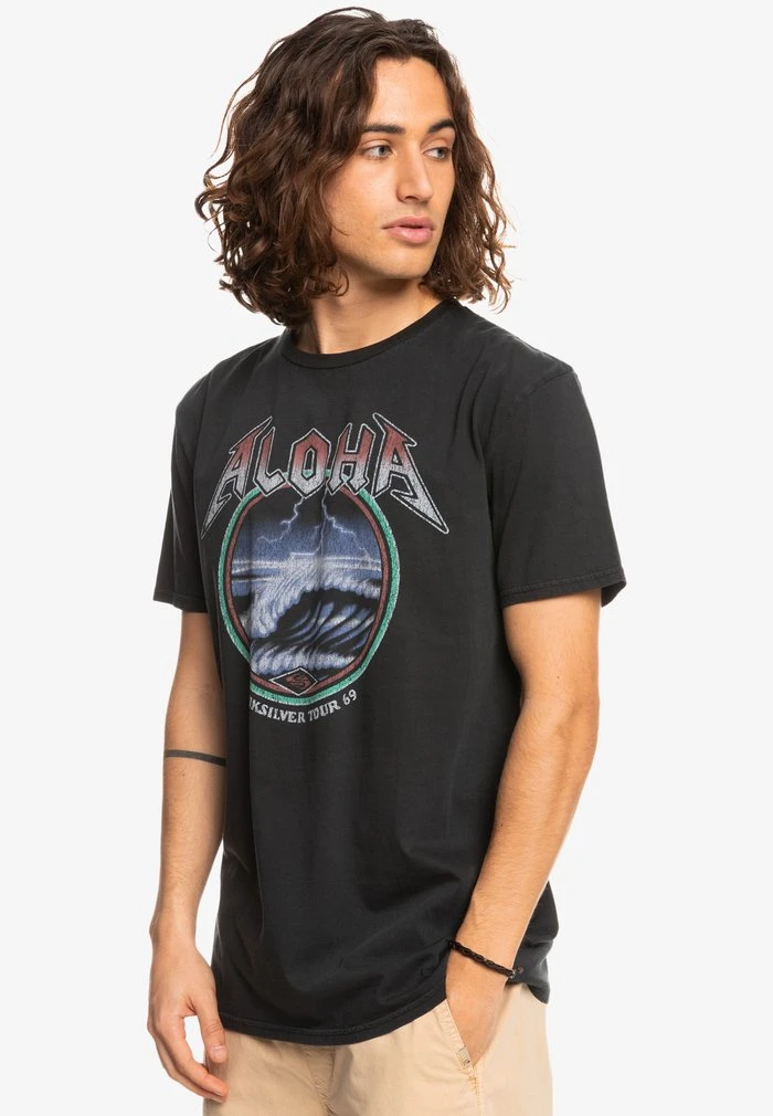 Promo 𧨠Quiksilver ROCK WAVES - Print T-shirt - Black π 6 Promo 𧨠Quiksilver ROCK WAVES - Print T-shirt - Black π - Image 4