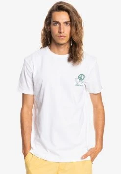 New 💯 Quiksilver NEW WORLD POUR EQYZT - Print T-shirt - White 🤩