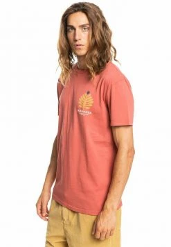 New 🔔 Quiksilver PROMOTE THE STOKE - Print T-shirt - Burnt Ochre ✨ -Quiksilver shop a5959ce804684fc288a085e4a921aced