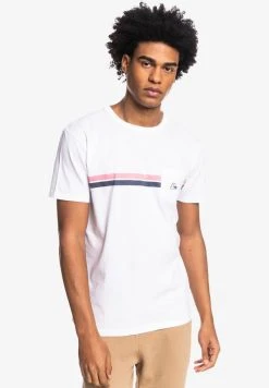Best Sale 🌟 Quiksilver STRIPED FLOW SS - Print T-shirt - White 🤩