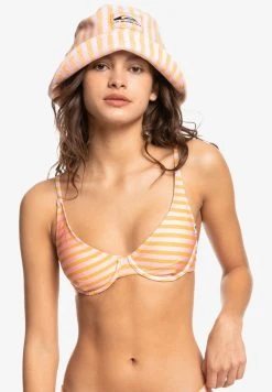 Best Sale 😉 Quiksilver 👙 Bikini Top - Swim Stripe Sunflower ⌛