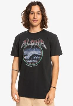 Promo 𧨠Quiksilver ROCK WAVES - Print T-shirt - Black π