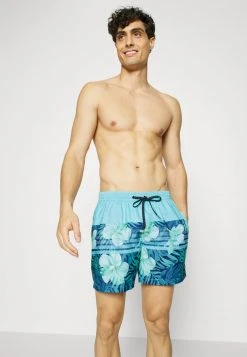 Cheap 🌟 Quiksilver EVERYDAY FLORAL STRIPE - Swimming Shorts - Blue 🔥