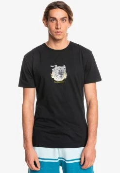 Cheapest 😍 Quiksilver ACTION REPLAY - Print T-shirt - Black 🥰